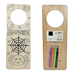 Halloween DIY Wooden Hanging Holiday Event Door Craft Kit Spider Bat Skull Web